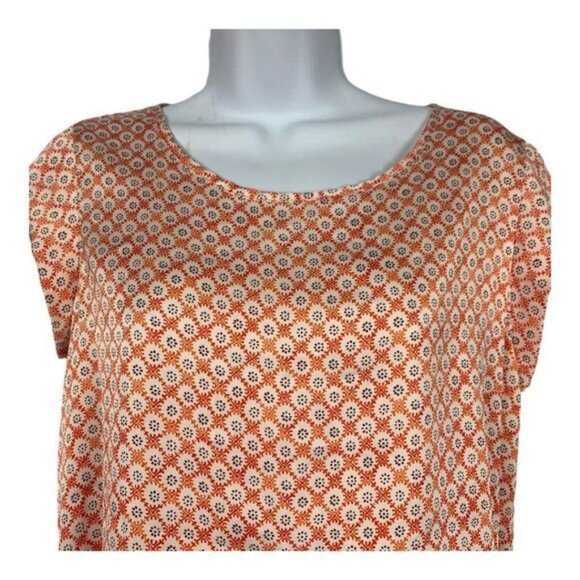 Rachel Roy Womens Size XS Multi-Pattern Top In Orange & Brown - Picture 7 of 7